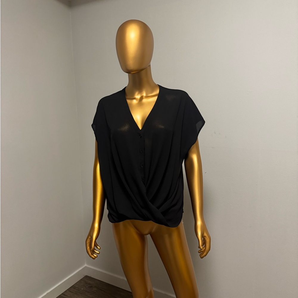Lush Black Draped Blouse